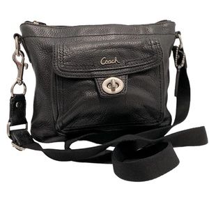 Coach Black Leather Adjustable Straps Crossbody Small Bag  Size H 7’XW9’…